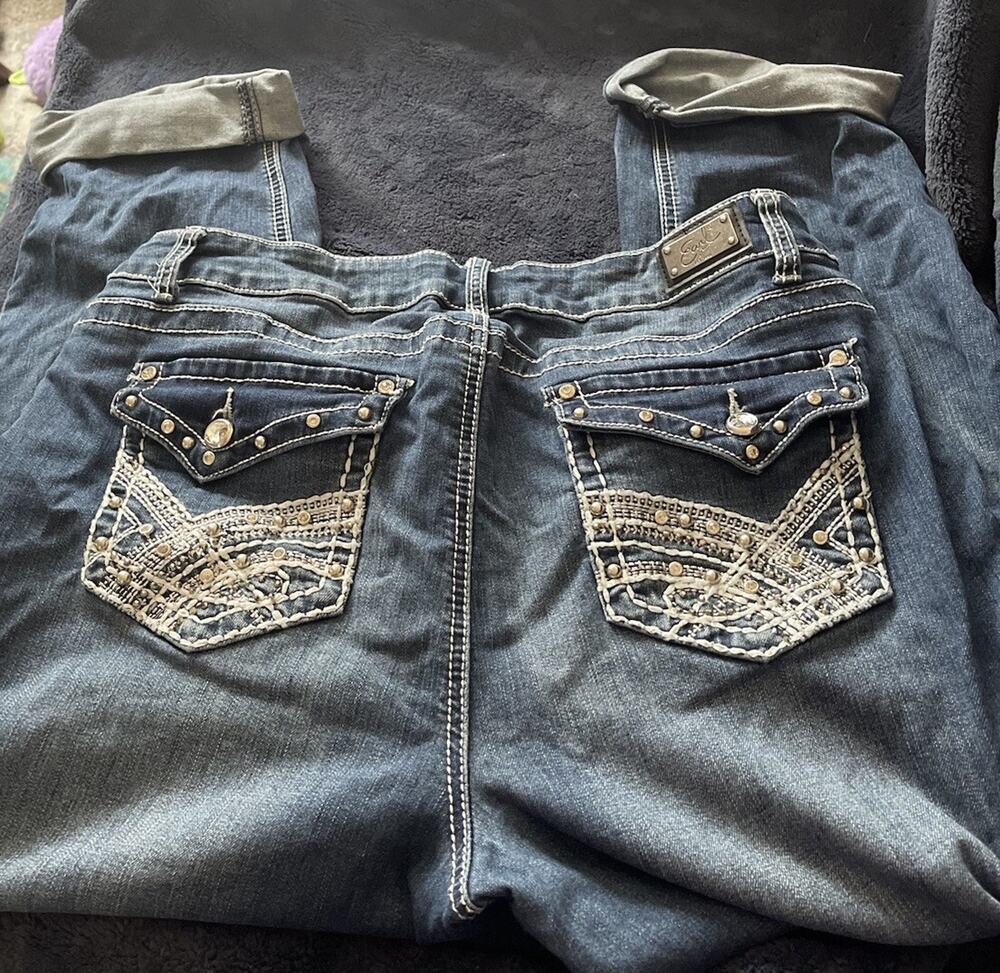 WOMAN'S EARL JEANS EMBELLISHED Bling Pockets Size 16 Pants